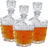 3-Pack 26 oz Diamond Pattern Glasses Decanter with Lid
