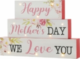 LED Lighted Wooden Happy Mother’s Day Block Table Sign