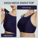 Women’s High Neck Swim Bra Top with Built-in Bra