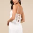 Flirtatious Presence White Sheer Lace Bustier Midi Dress