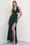 Gorgeous Affair Emerald Green Cutout Backless Maxi Dress