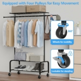 Garment Rack with 360° Wheels and Triple Storage Shelf