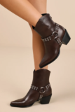 Women’s Hallee Brown Pointed-Toe Ankle Booties