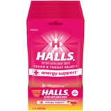12-Pack 25-Count Halls Relief + Energy Support, Strawberry Lemonade Cough Drops