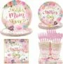 Happy Mother’s Day Party Tableware Set for 24 Guests