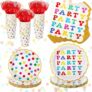 120 Pcs Colorful Birthday Party Tableware Set – Disposable Dinner Plates, Dessert Plates, Napkins & Forks for 24 Guests
