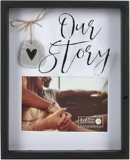 Haven Home Décor Wedding Our Story 4×6 Wall-Hanging Picture Frame with Resin Heart Accent, Black Finish, 4″ x 6″