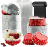 50-Pack Heart Shaped Cake Pans with Lids