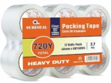 12 Rolls Heavy Duty Packing Tapes , Total 720Y, Clear 2.7 mil, 1.88 inch x 60 Yards