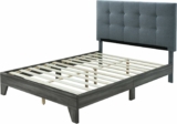 Bed with Upholstered Headboard and Wooden Frame Platform, Twin