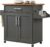 Hodedah Rolling Wood Kitchen Island Cart with Spice Rack, Towel Rack, Utensil Drawer plus Cabinet, White with Beech Top