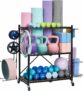Yoga Mat Storage Rack with Hooks & Wheels