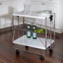 Honey-Can-Do Modern Foldable Kitchen Cart with Wheels and Metal Basket,