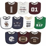 10-Pack Hudson Baby Unisex Baby Cotton Terry Drooler Bibs with Fiber Filling, Football