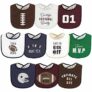 10-Pack Hudson Baby Unisex Baby Cotton Terry Drooler Bibs with Fiber Filling, Football
