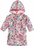 Hudson Baby Unisex Baby Mink with Faux Fur Lining Pool and Beach Robe Cover-ups, Pink Blue Pretty Floral, 6-12 Months