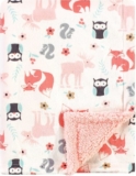 Hudson Baby Unisex Baby Plush Mink and Sherpa Blanket, Girl Pink Forest
