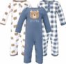 3-Pack Hudson Baby Girl’s Cotton Overalls, Little Bear