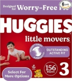 156-Count Huggies Size 3 Diapers, Little Movers Baby Diapers, Size 3 (16-28 lbs