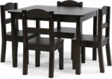 Kids Wood Table and 4 Chairs Set, 5-Piece