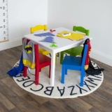 Primary Kids Wood Table and 4 Chairs Set