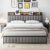 Upholstered Full Size Bed Frame with Storage Shelf, Charging Station and Outlets
