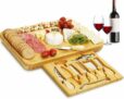 Premium Bamboo Charcuterie Cheese Platter with Knife Set