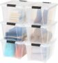 6-Pack IRIS USA Clear View Plastic Storage Bin with Lid and Secure Latching Buckles, 32-Qt