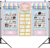 Ice Cream Parlor Shop Photo Backdrop, 7x5ft