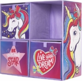 JoJo Siwa Bow Unicorn Collapsible Soft Storage Cubby with 3 Collapsible Cubes