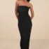 Maxxine Black Fishnet Rhinestone Column Maxi Dress