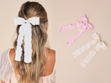 2-Pc Immensely Sweet Pink and Ivory Bow Hair Clip Set