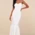Impressive Elegance White Crochet Lace Strapless Midi Dress