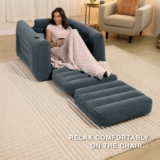 Intex Inflatable Pull-Out Chair: Built-in Cupholder – Velvety Surface – 2-in-1