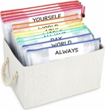 Board Game Storage Kit w/ 12-Ct Zipper Mesh Bags, Storage Basket, Labels, & Glue Dots