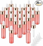25 Pack 1/6 Oz Glass Dropper Vial, Refillable 5 mL