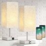 2-Pack Bedside Lamps with USB Table Lamp