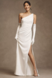 Jenny by Jenny Yoo Elora One-Shoulder Ruched Satin Slip Gown