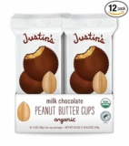 12-Pack (2 Cups each) Justin’s Organic Milk Chocolate Peanut Butter Cups, Rainforest Alliance Certified Cocoa, Gluten-free