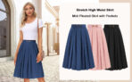 Women Midi Pleated A-Line Skirt