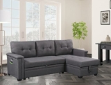 L-Shaped Solid Wood Frame Reversible Sleeper Sofa Set