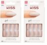 KISS Gel Fantasy Press On Nails, Nail glue included, ‘Bookworm’, Off White, Short Lenth, Almond Shape