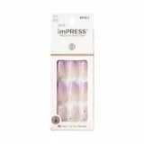 KISS imPRESS No Glue Mani Press On Nails, Design, ‘All I Want’, Purple, Medium Size, Coffin Shape