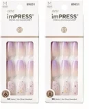 2-Pack KISS imPRESS Press-On Manicure Fake Nails, Medium Coffin, All I Want, Purple, Comfortable