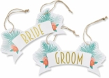 Kate Aspen Tropical Chic Bride and Groom Chair Signs,Gold