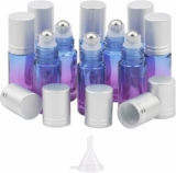 10pcs 5ml Mini Blue-purple Gradient Essential Oil Roller Bottles with Stainless Steel Roller Ball and Silver Lid