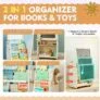 3-in-1 Kids Bookshelf & Easel & Toys Storage Organizer with Wheels
