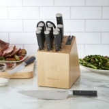 KitchenAid Gourmet Forged Triple Rivet Knife Block Set with Built-in Knife Sharpener