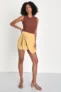 Women’s Knot Basic Yellow Tie-Front Mini Skirt