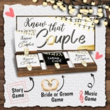 Know That Couple – Bridal Shower & Engagement Party Game 3-in-1 Wedding Celebration Game Fun Storytelling, Music Challenge & Who Knows The Couple Best?